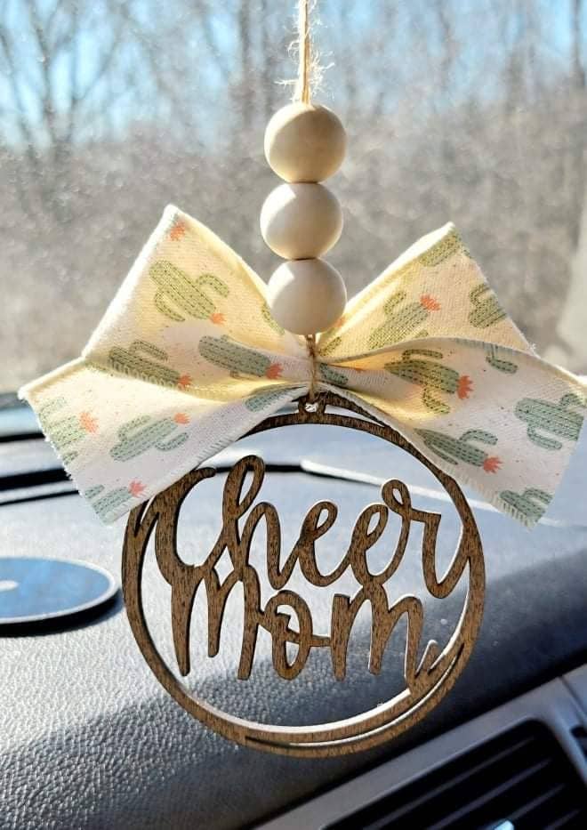 Wholesale Cheer Mom Car Charm Ornament: Cheetah