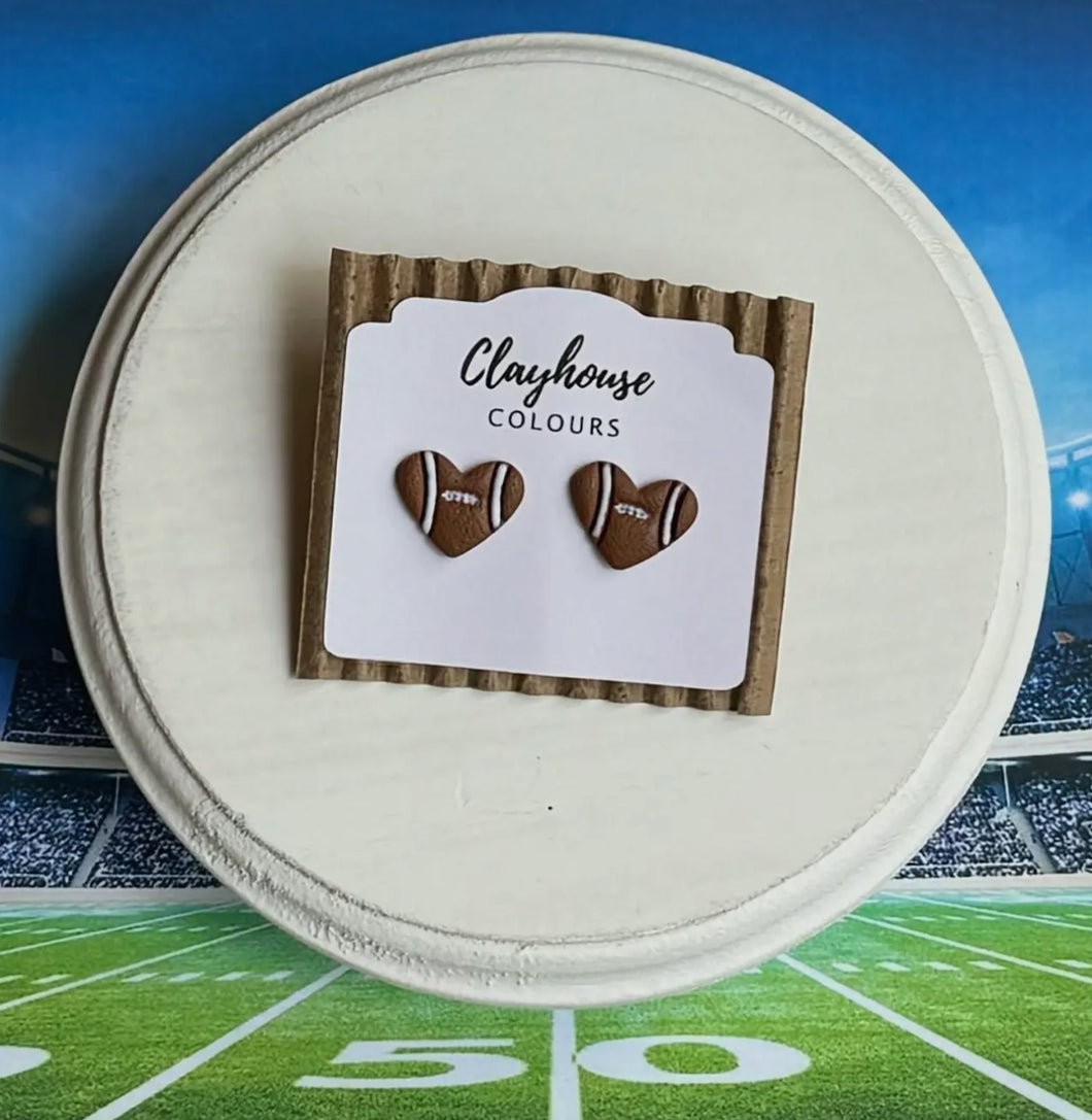 Football Heart Earrings