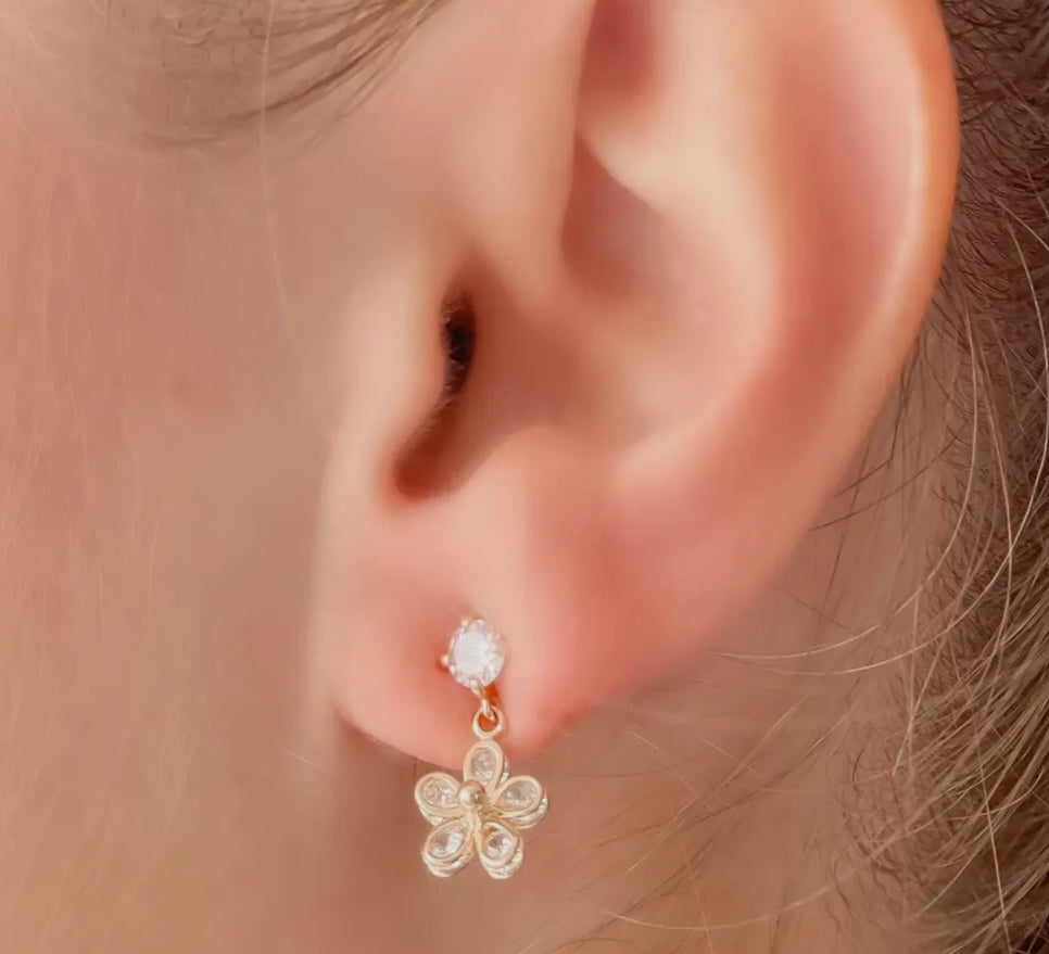 Dainty Cubic Zirconia Flower Earrings