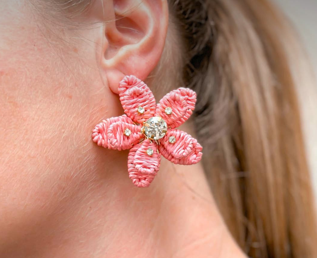 Raffia Flower Earrings