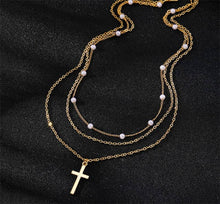 Load image into Gallery viewer, 18K STAINLESS STEEL TARNISH FREE CROSS NECKLACE | 40NK370: GOLD
