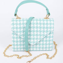 Load image into Gallery viewer, Tweed Houndstooth Top Handle Bag: Mint
