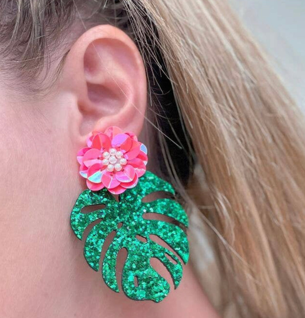 Floral Monstera Earrings