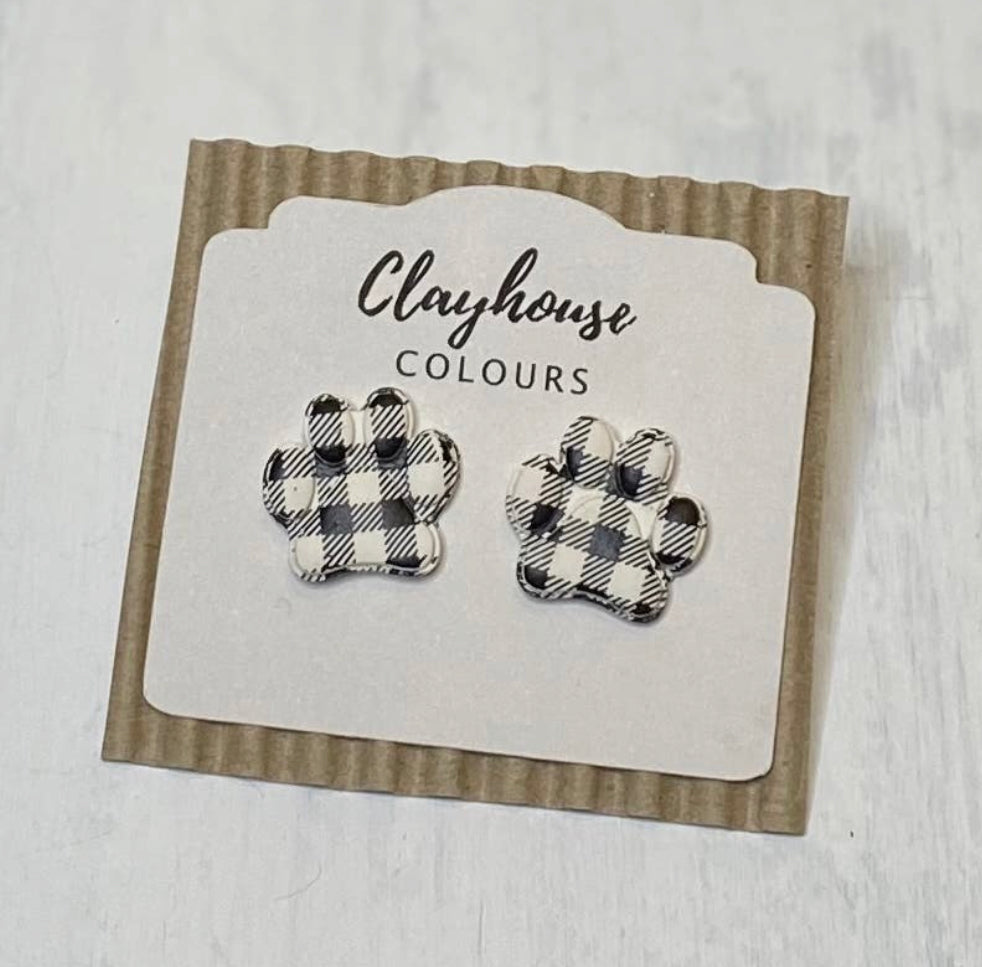 Plaid Print Clay Earrings