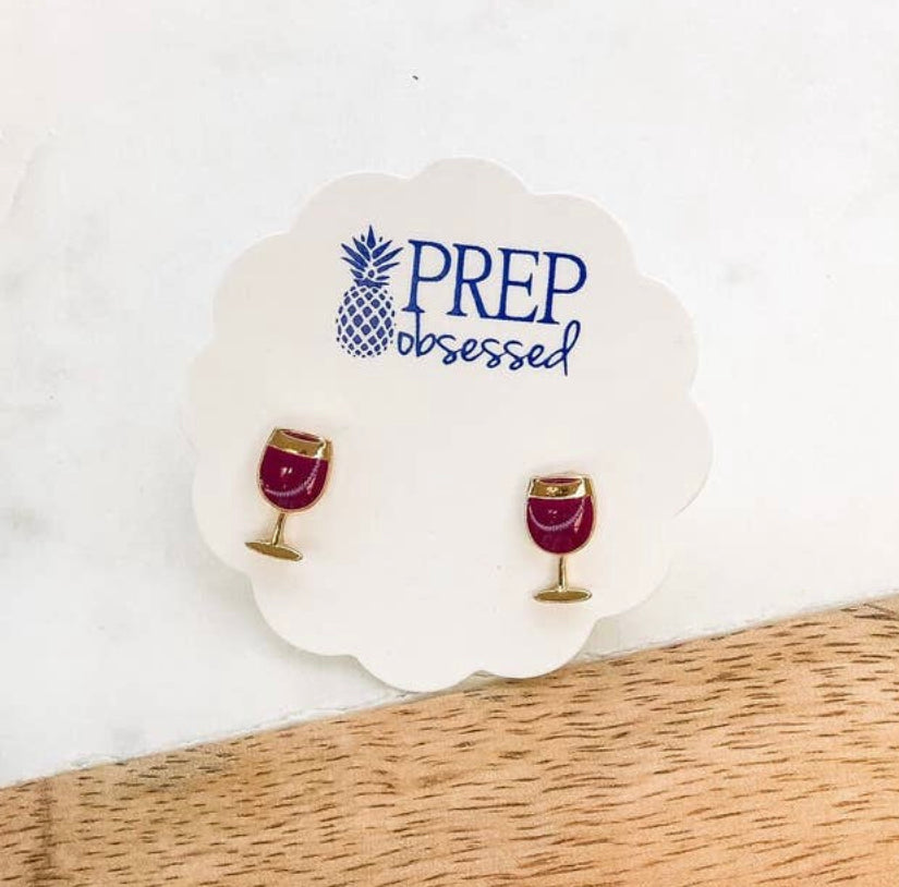 Glass of Wine Stud Earrings