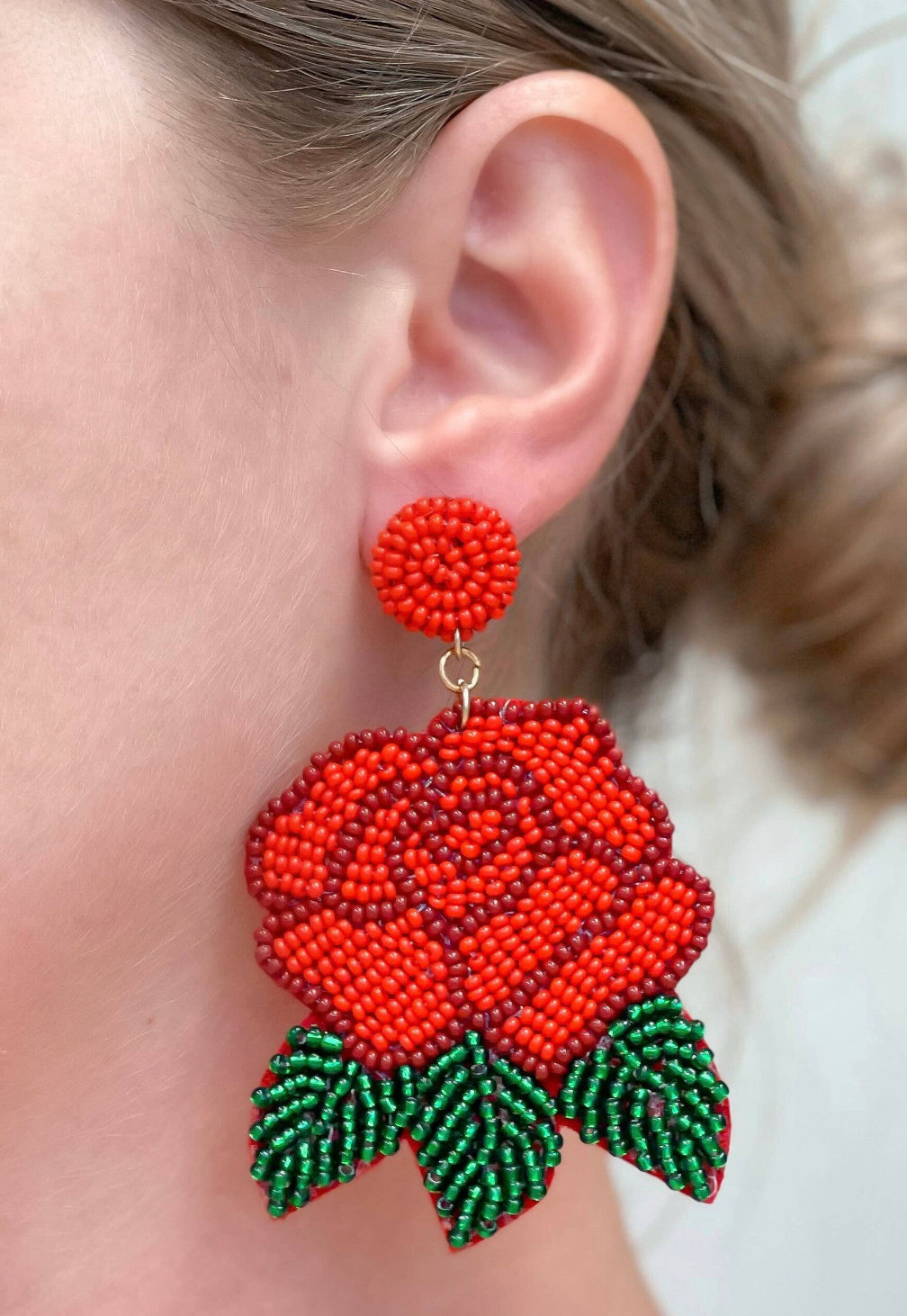 Red Rose Earrings