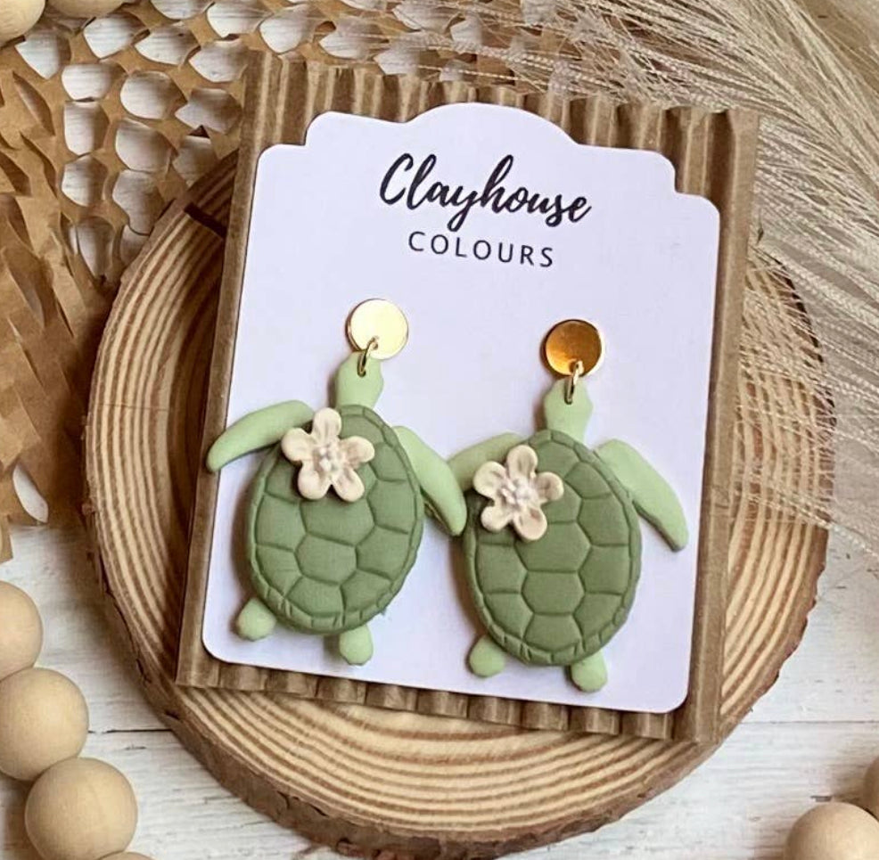 Clay Sea Turtle Earrings