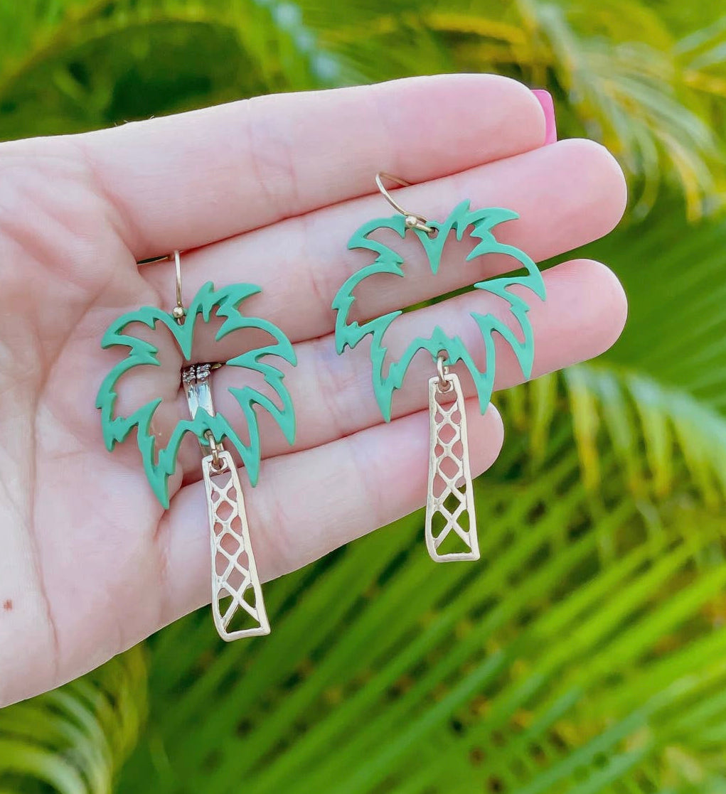 Palm Tree Dangle Earrings