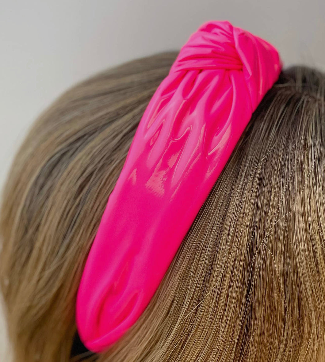 Pink Leather Headband