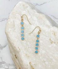 Load image into Gallery viewer, Blue Drop Daisy Earrings
