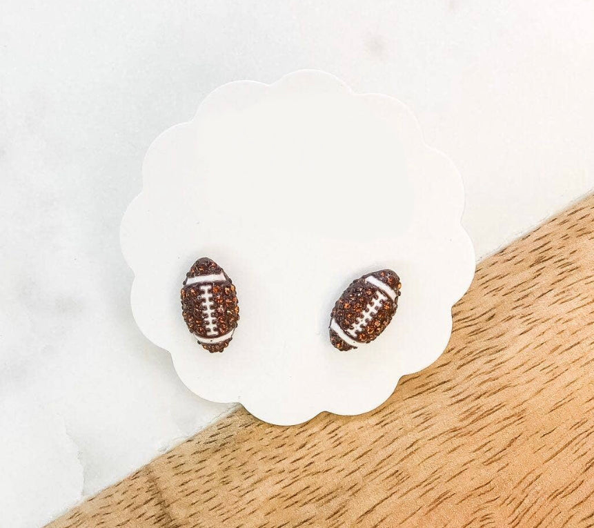 Glitzy Football Stud Earrings