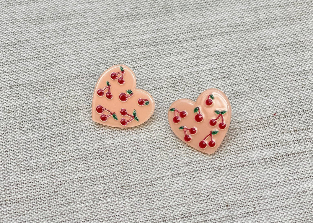 Cherry Heart Earrings