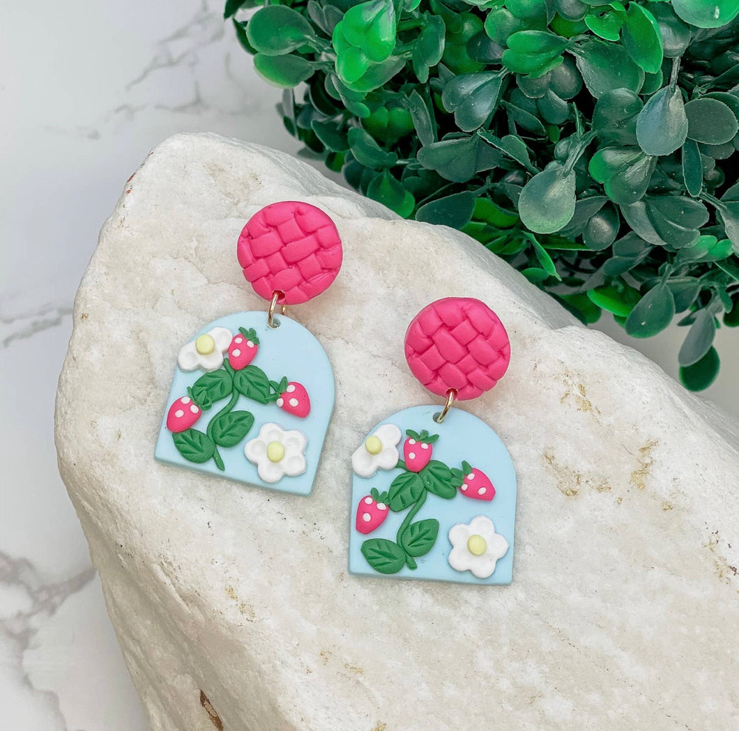 Strawberry Clay Dangle Earrings