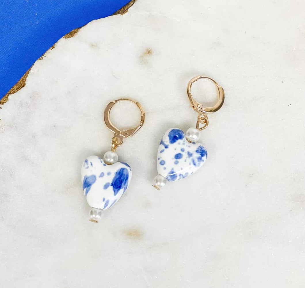 Blue & White Pearl Earrings