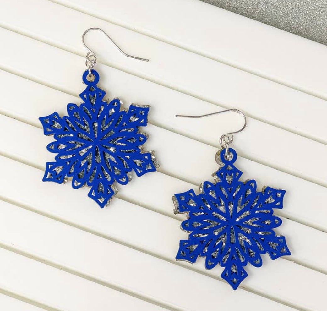 Blue Snowflake Earrings