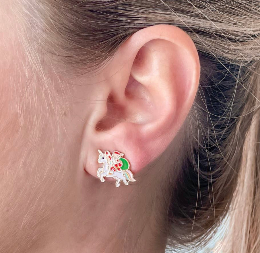 Santa Unicorn Earrings