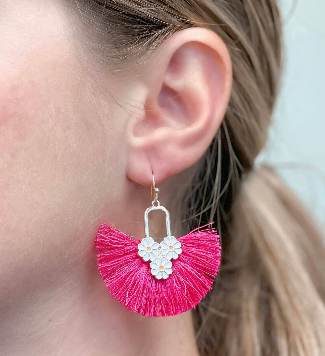 Daisy Tassel Fringe Earrings