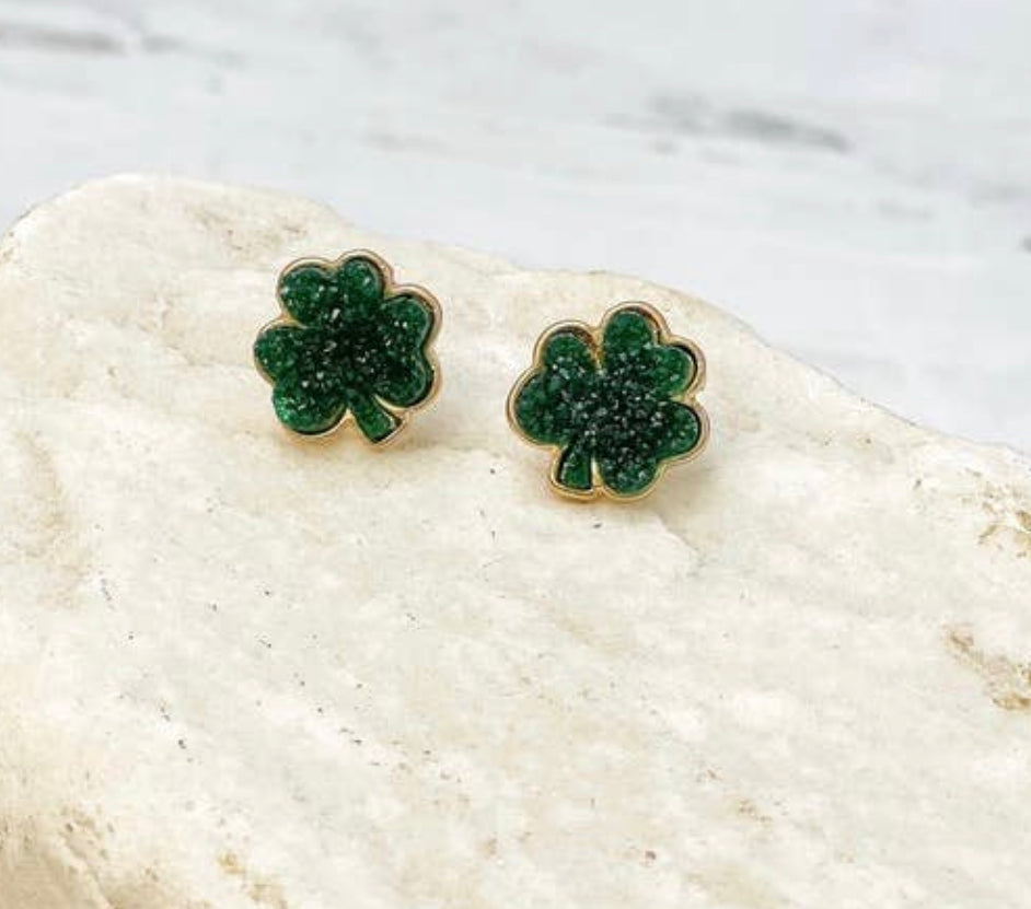 Druzy Clover Stud Earrings