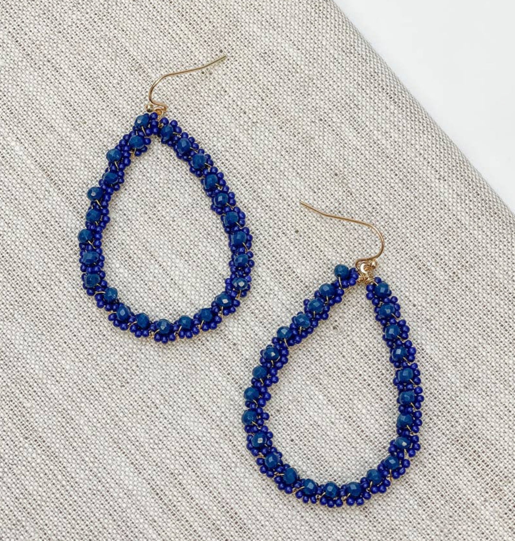 Navy Blue Cluster Earrings