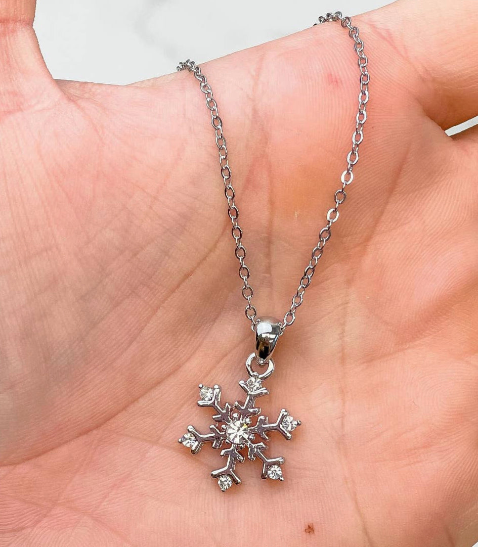 Cubic Zirconia Snowflake Necklace