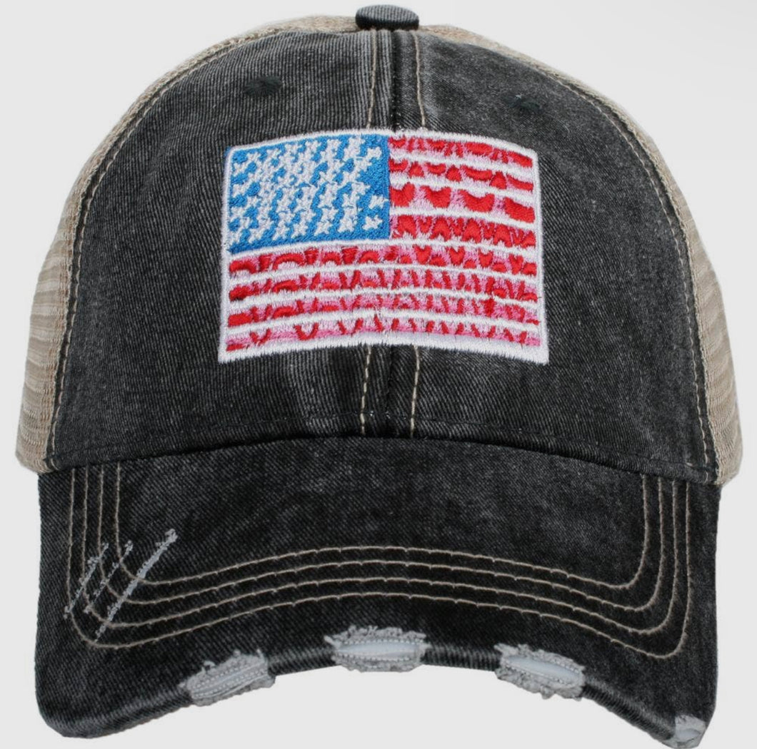 American Flag Hat Black