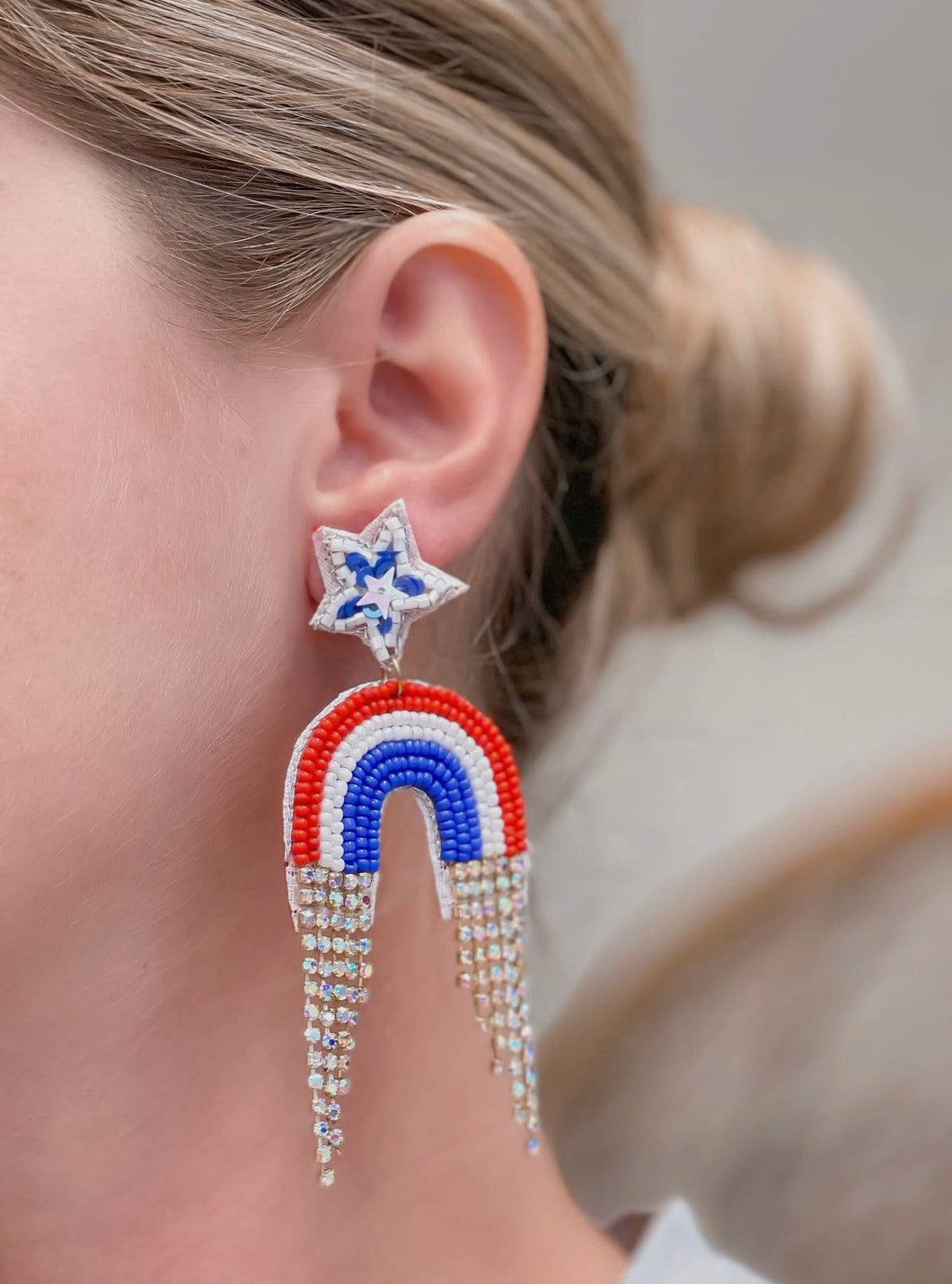 Patriotic Glitzy Rainbow Earrings