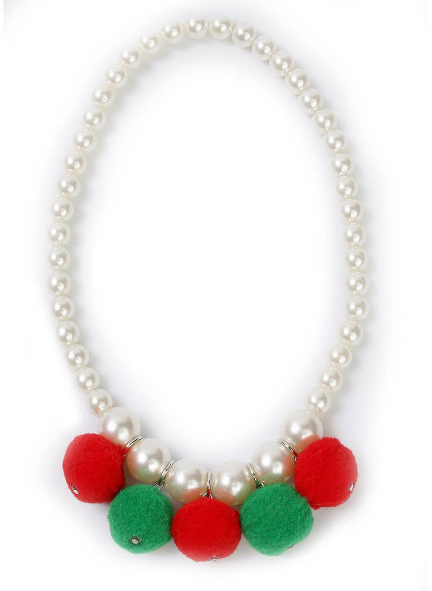 Green & Red Pom Necklace