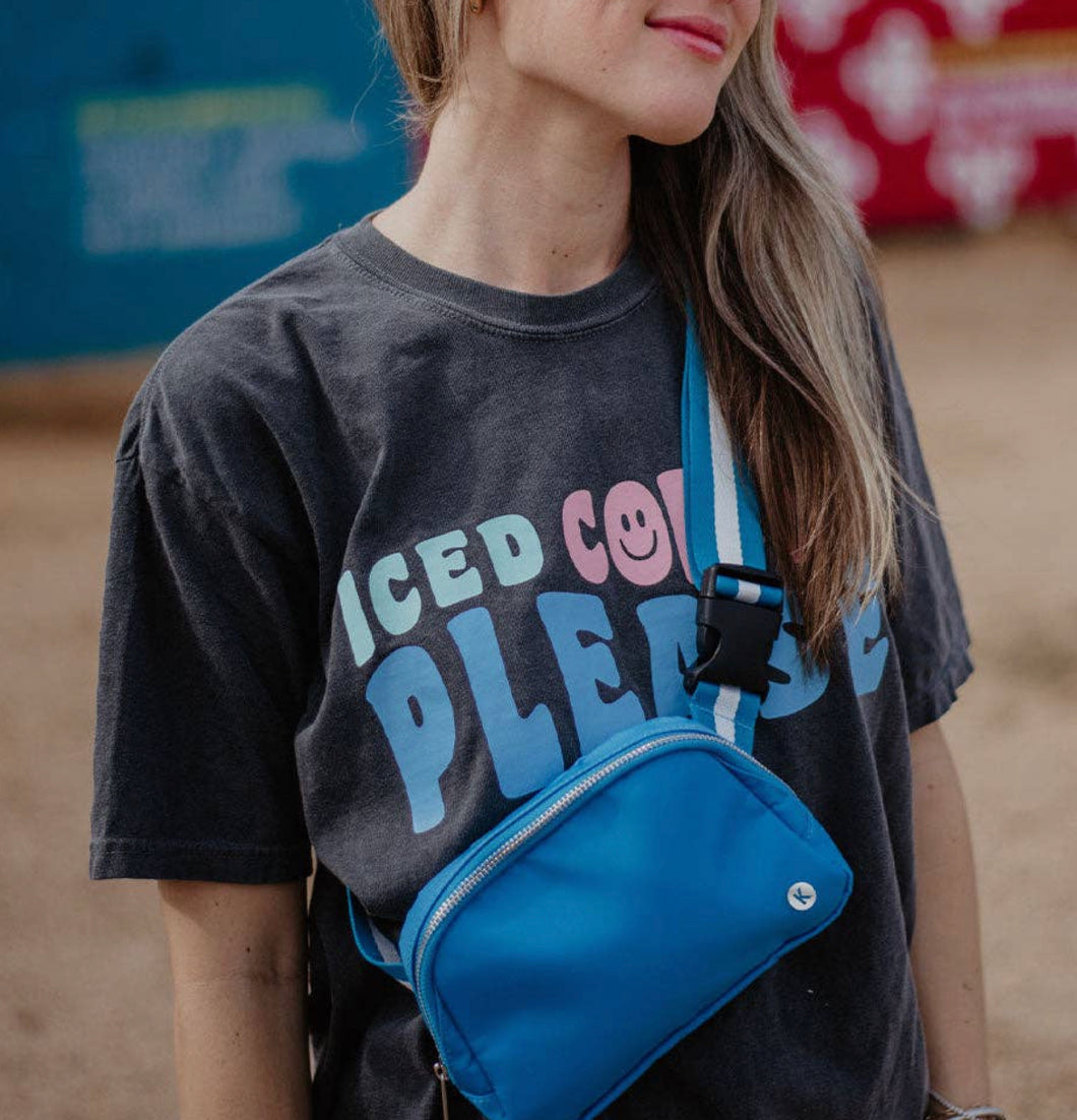 Blue Solid Fanny Pack