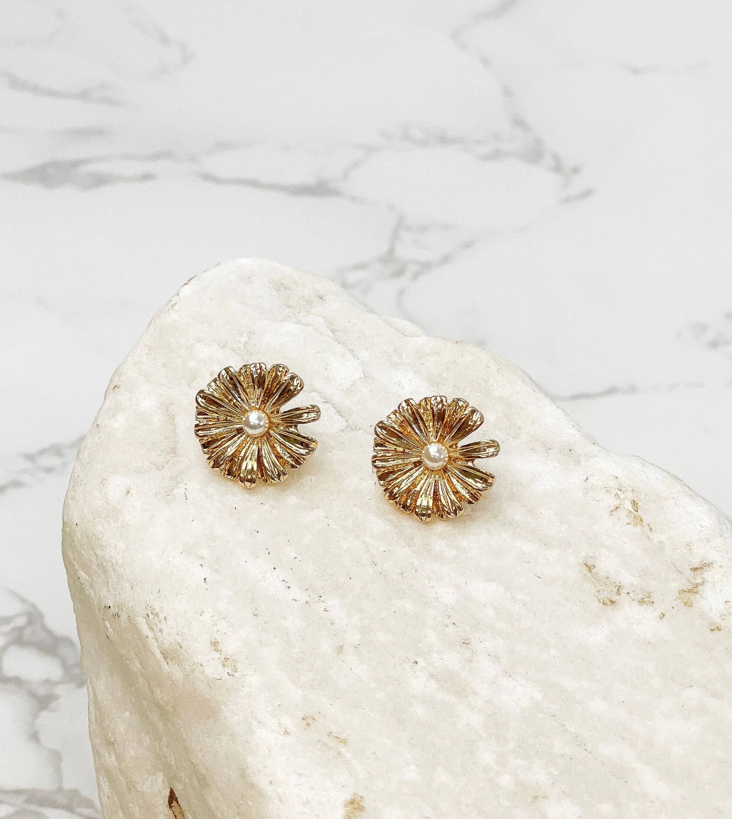 Gold Flower Stud Earrings