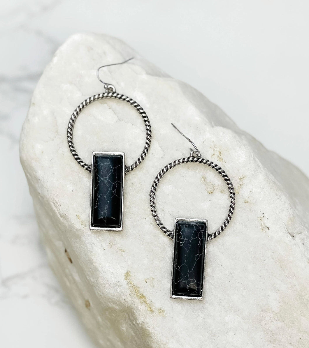 Twisted Black Hoop Earrings