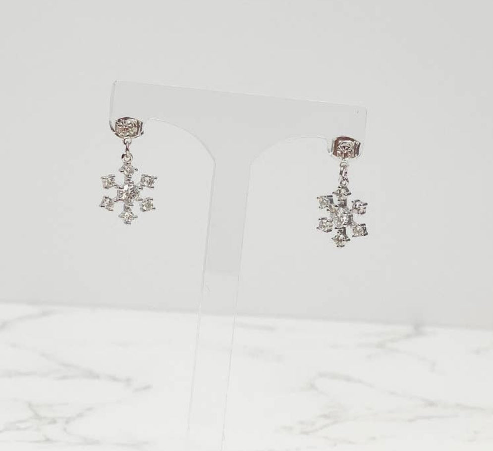 Cubic Zirconia Snowflake Earrings