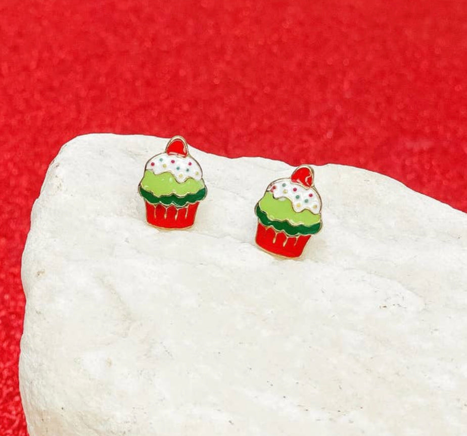 Christmas Cupcake Earrings