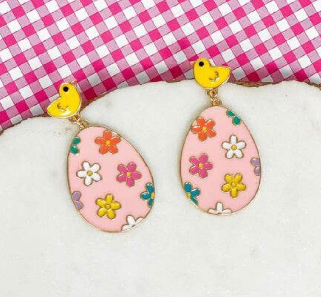 Easter Chick & Floral Earring