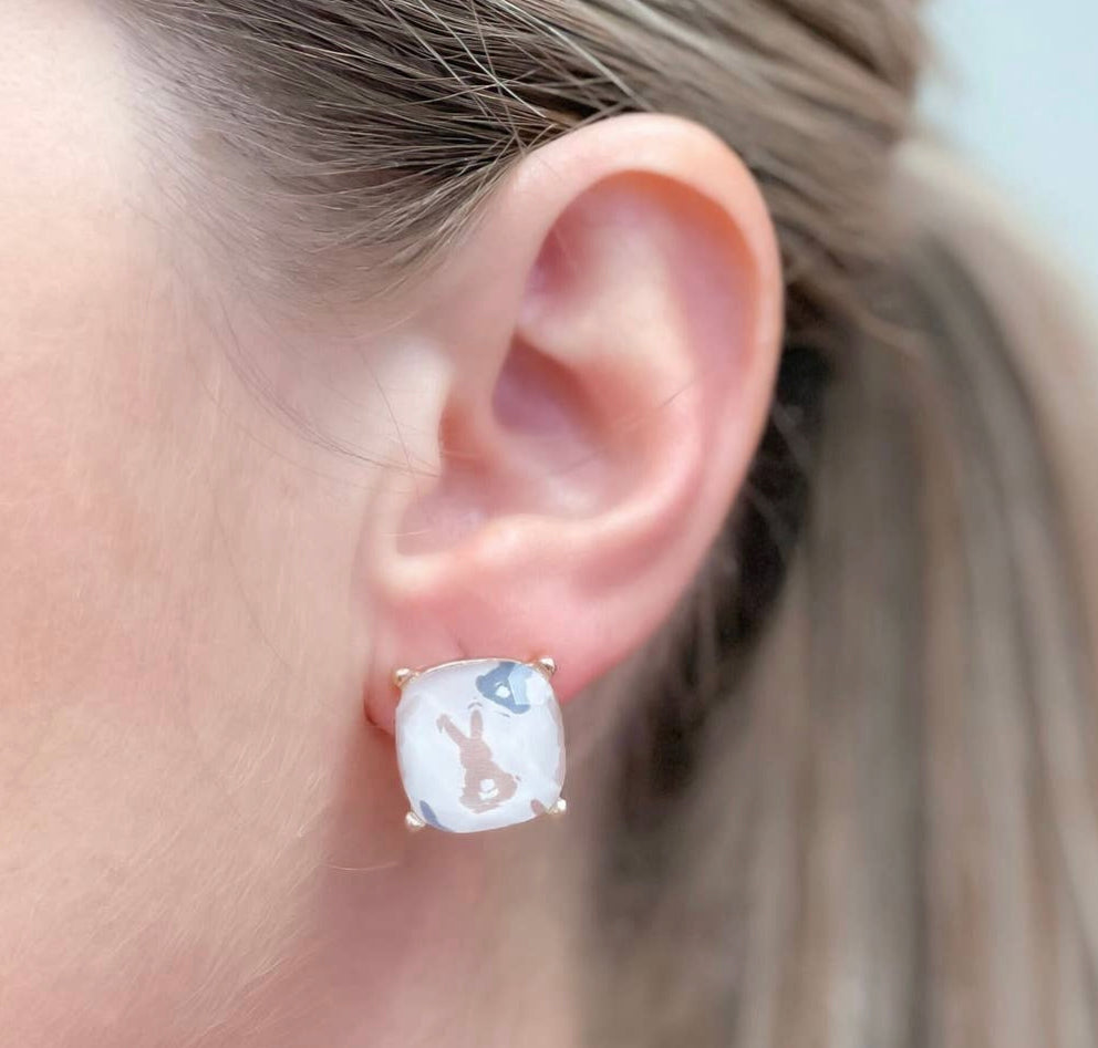 Glass Bunny Stud Earring