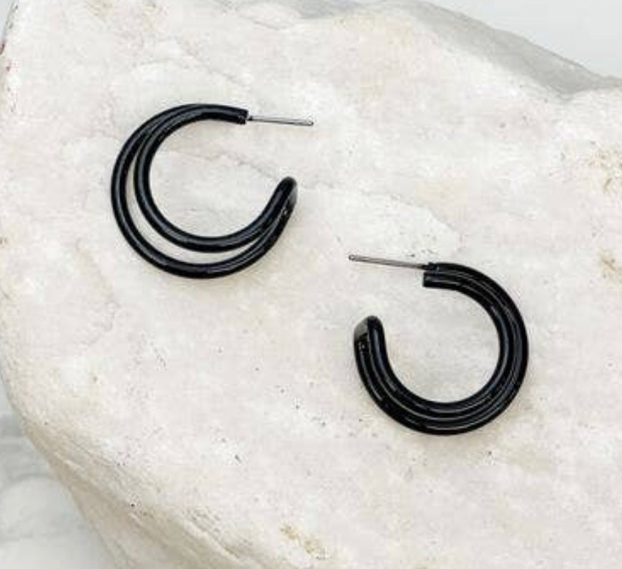 Black Hoop Earrings