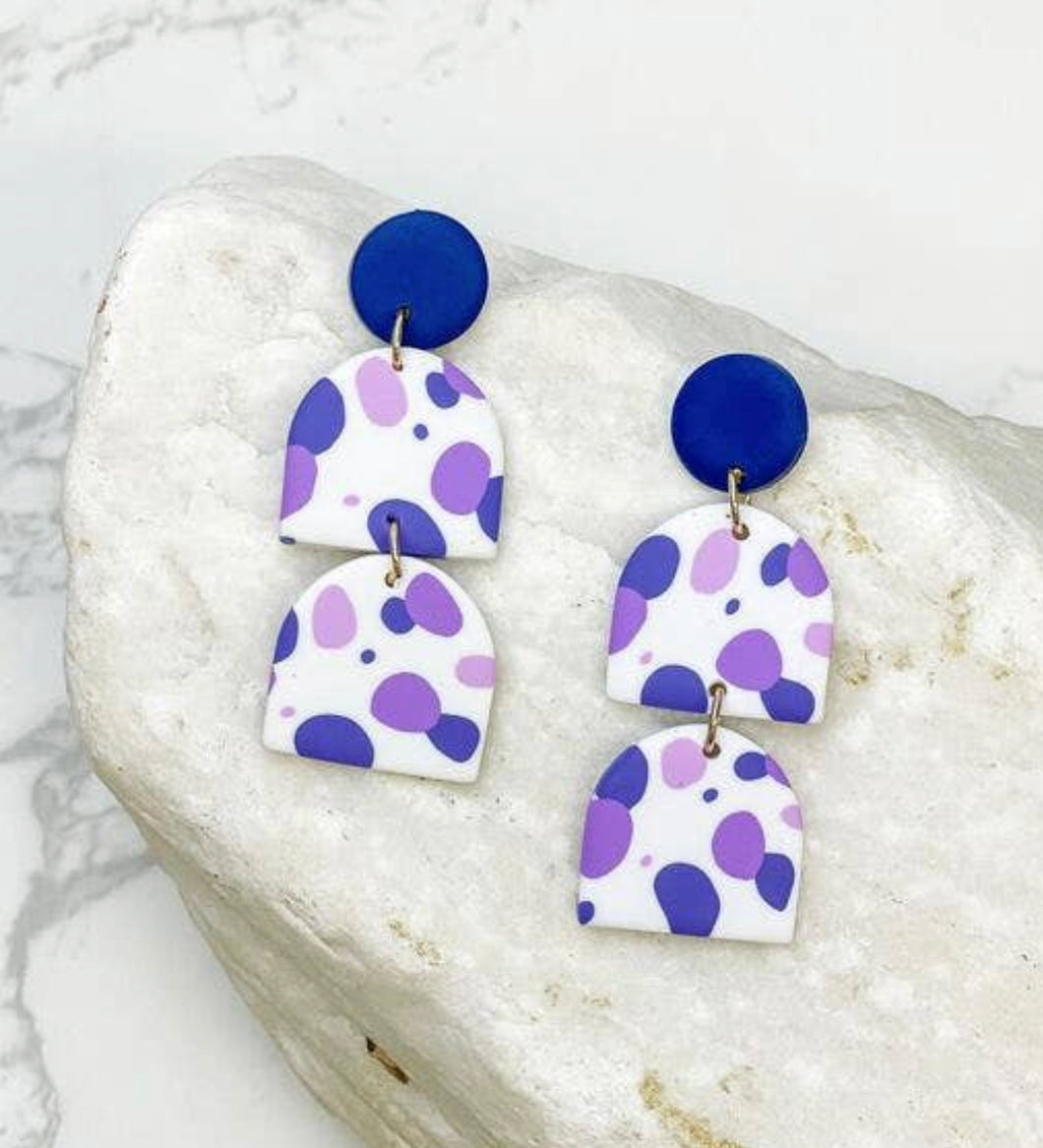 Purple Geo Clay Earrings