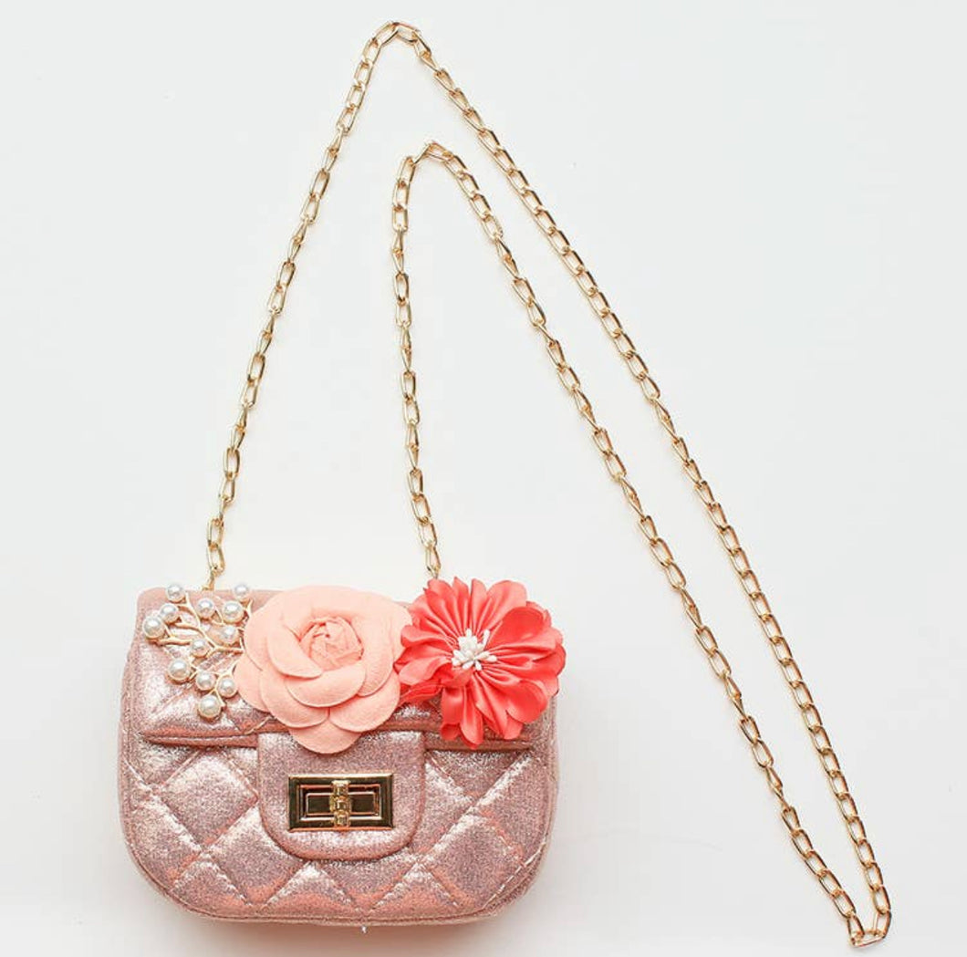 Metallic Flower Purse