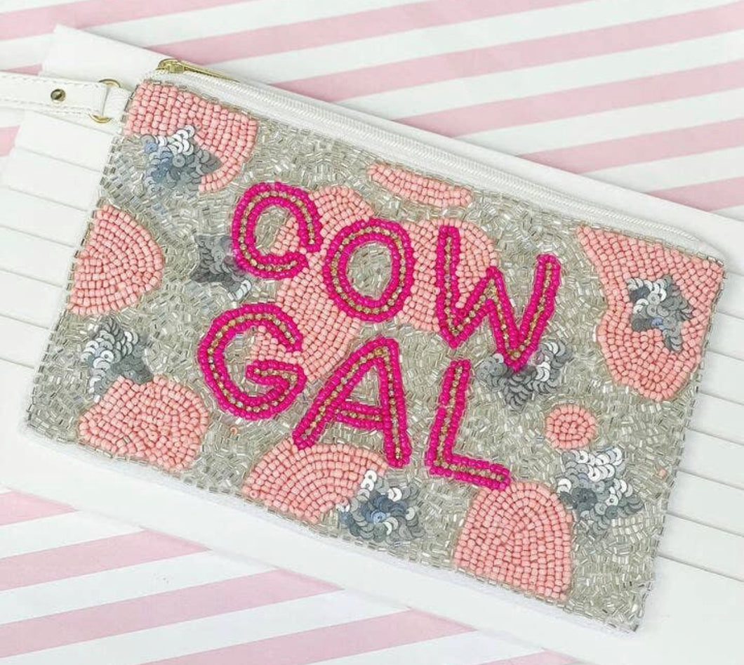 Cow Gal Beaded Wristlet