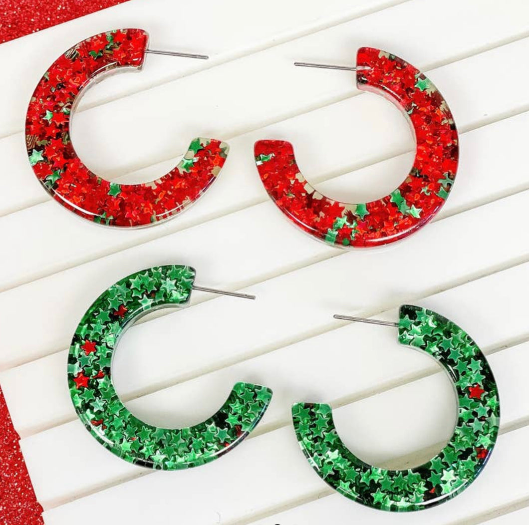 Holiday Star Hoop Earrings